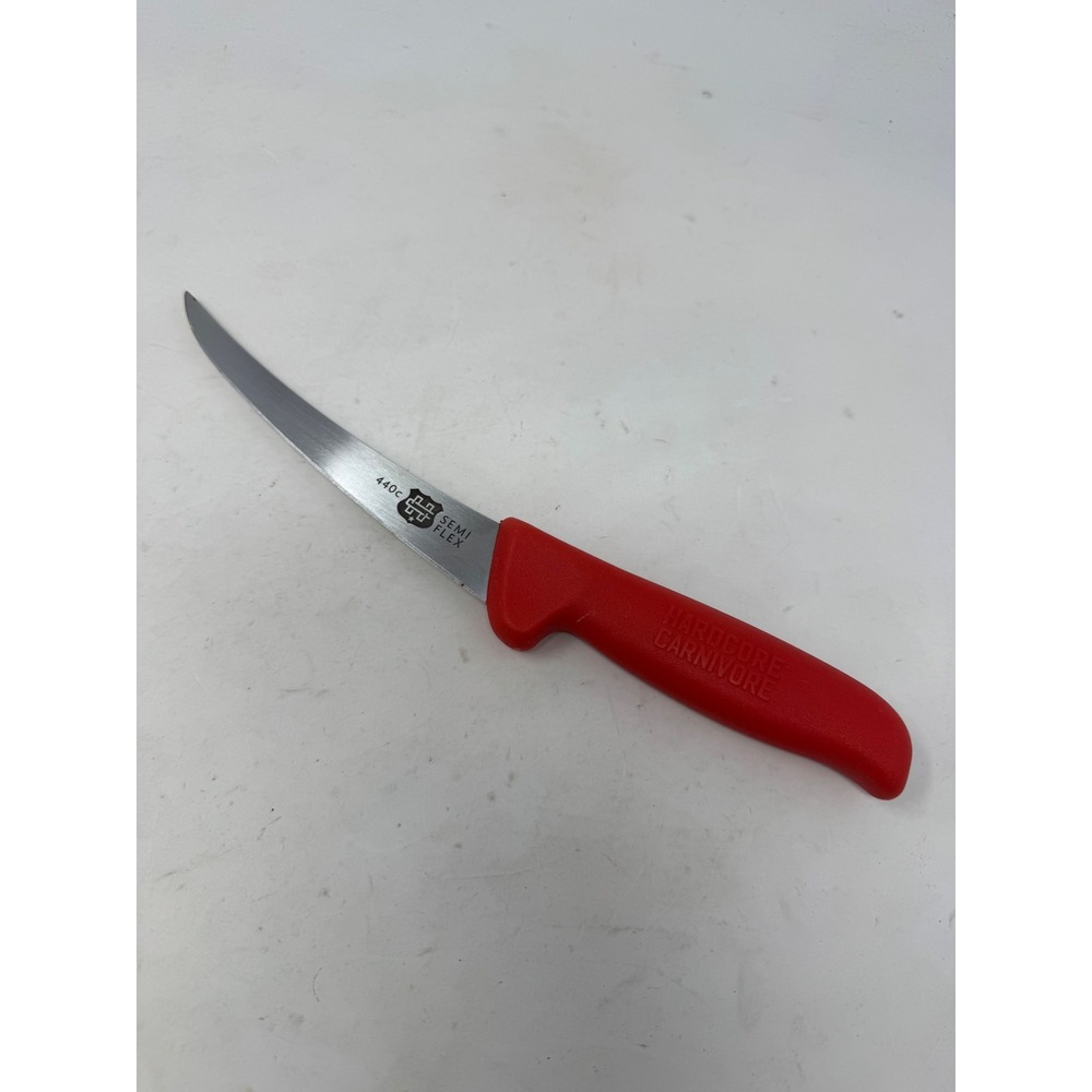 Hardcore‎ Carnivore 6" Curved Boning Knife Red 440c Semi Flex Stainless Steel